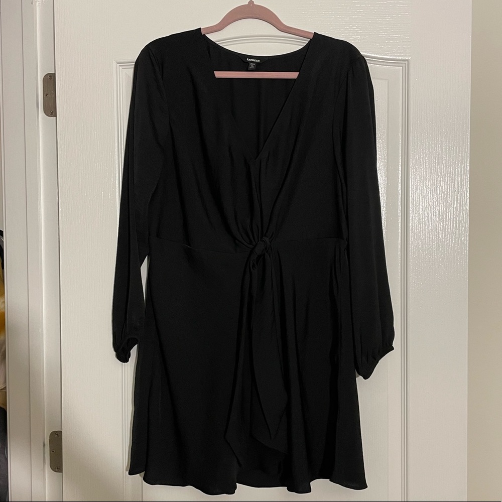Express Petite Black Satin Dress XL